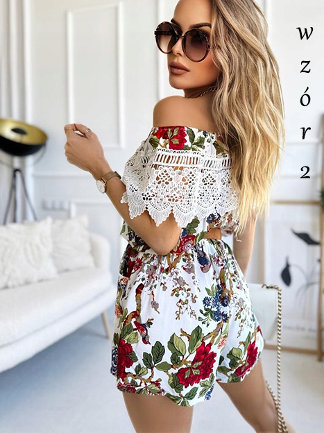 Letni KOMBINEZON DAMSKI odkryte ramiona hiszpanka gipiura Marka Awanti