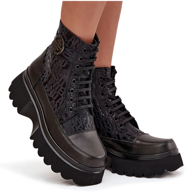 Kotníkové Boty Přírodní Kůže Nápisy Ozdoba Zateplené Artiker 57C2273 Černé 36