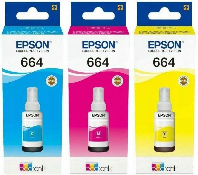 

Zestaw 3x Cmy tuszy Epson 664 T6642 T6643 T6644