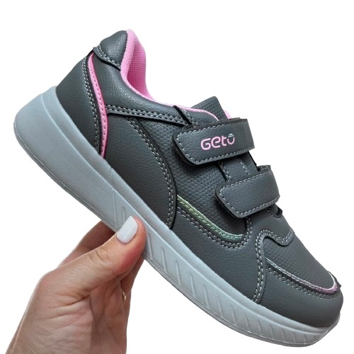 Lekkie Buty Sportowe Dla Dziewczynki Szare Na Dwa Rzepy 32