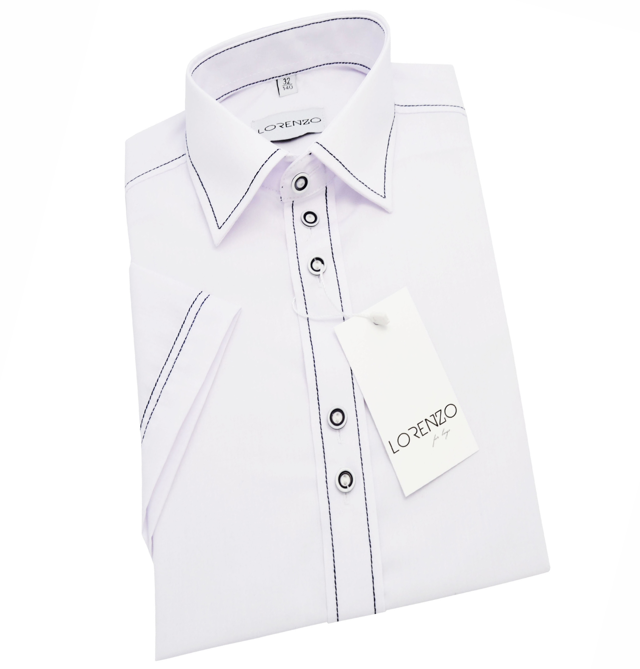 KOSZULA biała chłopięca młodzieżowa KRÓTKI rękaw dopasowana przeszycia 176