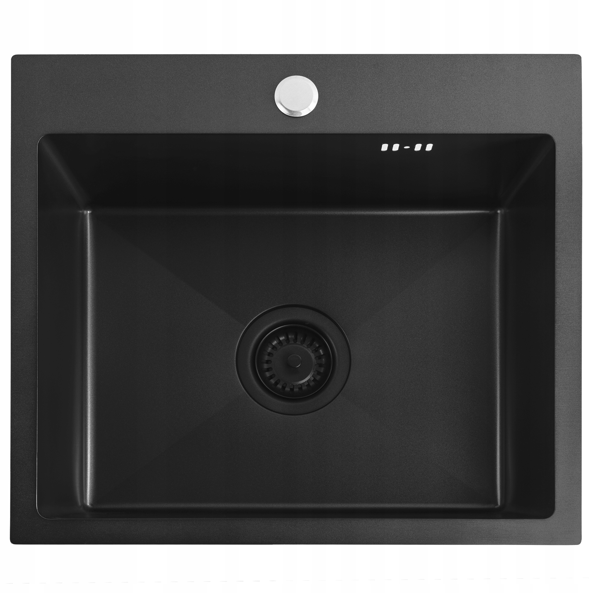 Čierny kuchynský drez nerezová oceľ 50 cm jednokomorový, zapustený Rea Leo