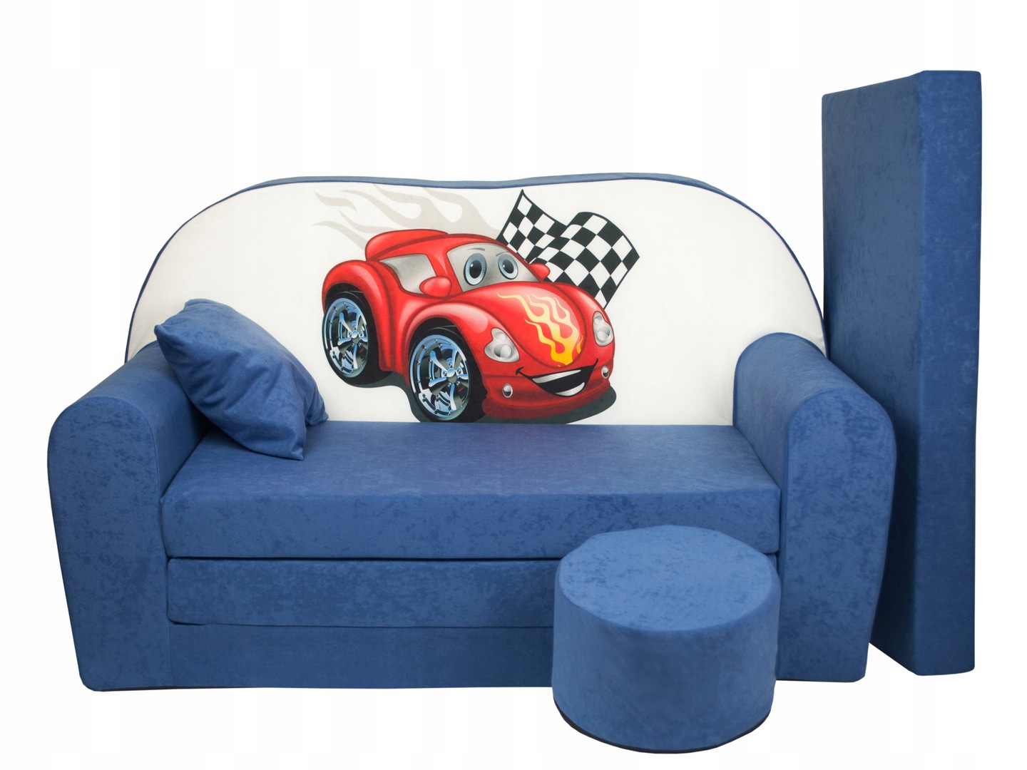 Sofa Rozkładana Dziecięca Duża 100x170 CM Fimex Auto Niebieske dla Chłopca