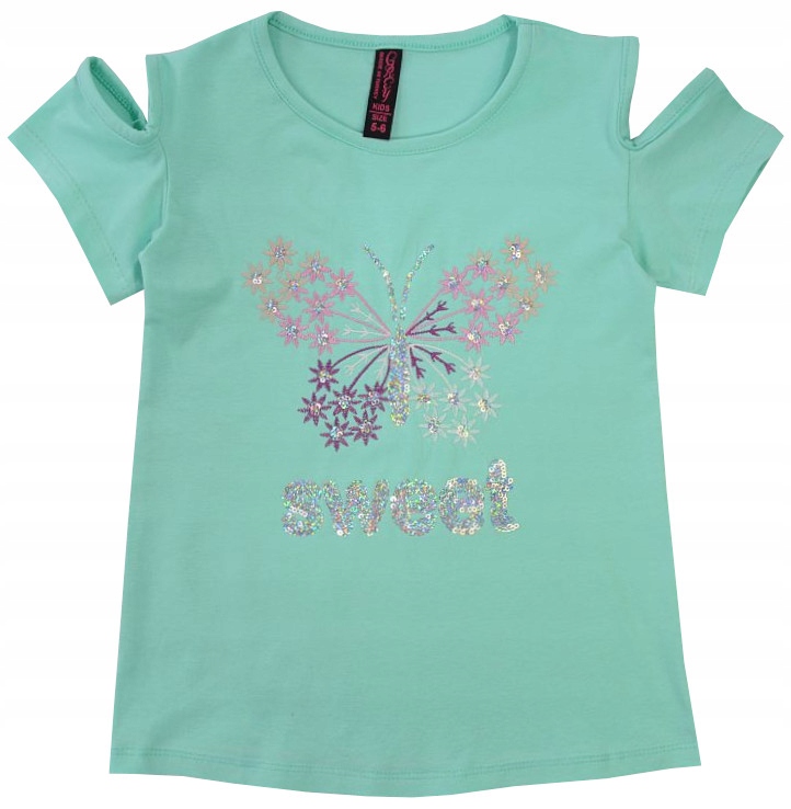 

Bluzka T-shirt Zieleń motyl haft cekiny 3/4 H208D