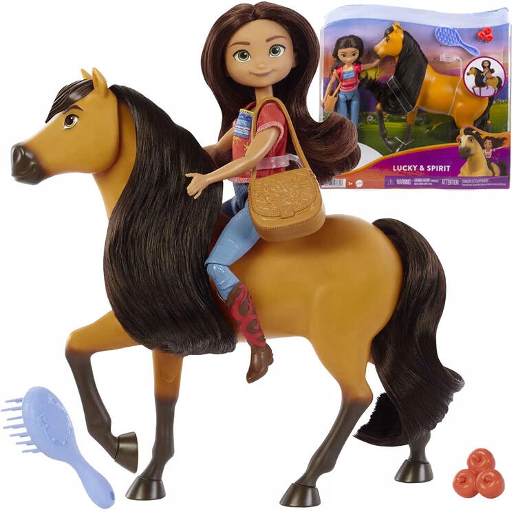 Mattel Lalka + koń Mustang Duch wolności Spirit Lalka na koniu ZA4924 Materiał plastik