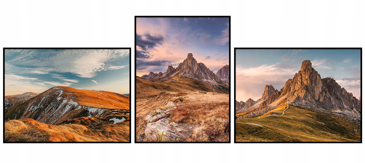Plagáty triptych sada 60x90 hory vrchol krajina