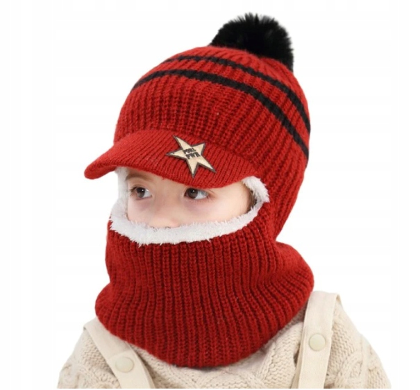 KOMINIARKA DZIECIĘCA GRUBA CZAPKA Z DASZKIEM KOMIN