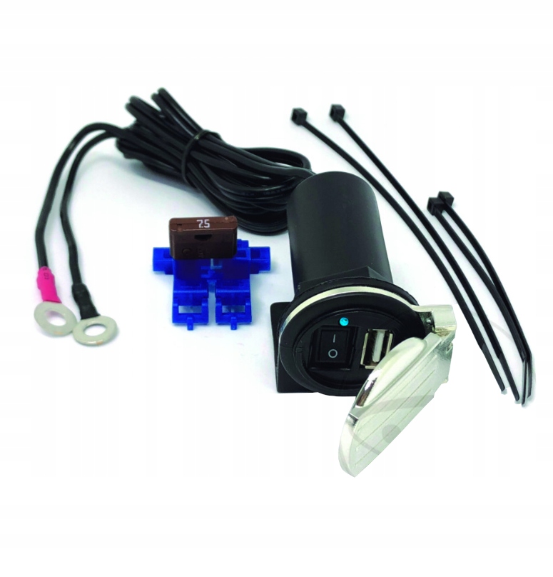 LADOWARKA USB 2 1A BAAS Z KLAPKA I WYLACZNIKIEM