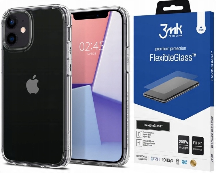 

Etui do iPhone 12 Mini, Spigen case cover + Szkło