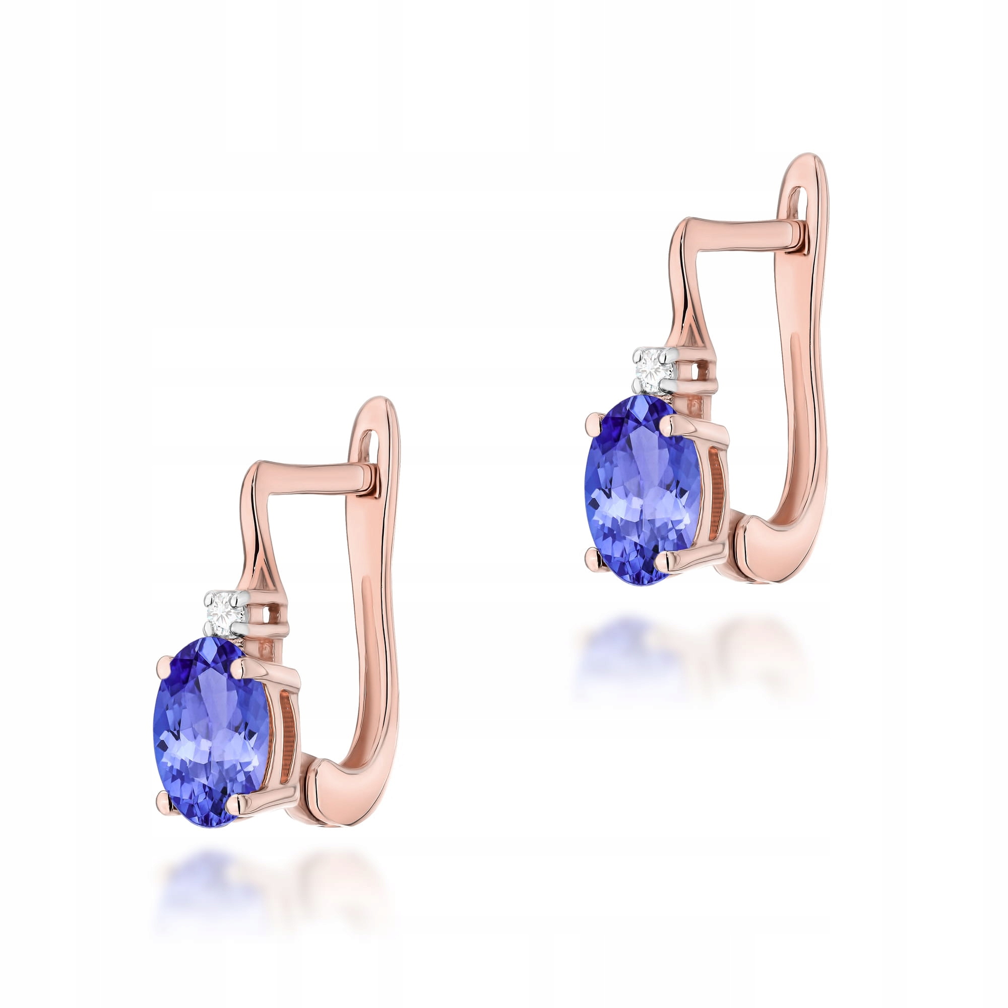 Zlaté náušnice 585 tanzanit růžové zlato elegantní značkové módní
