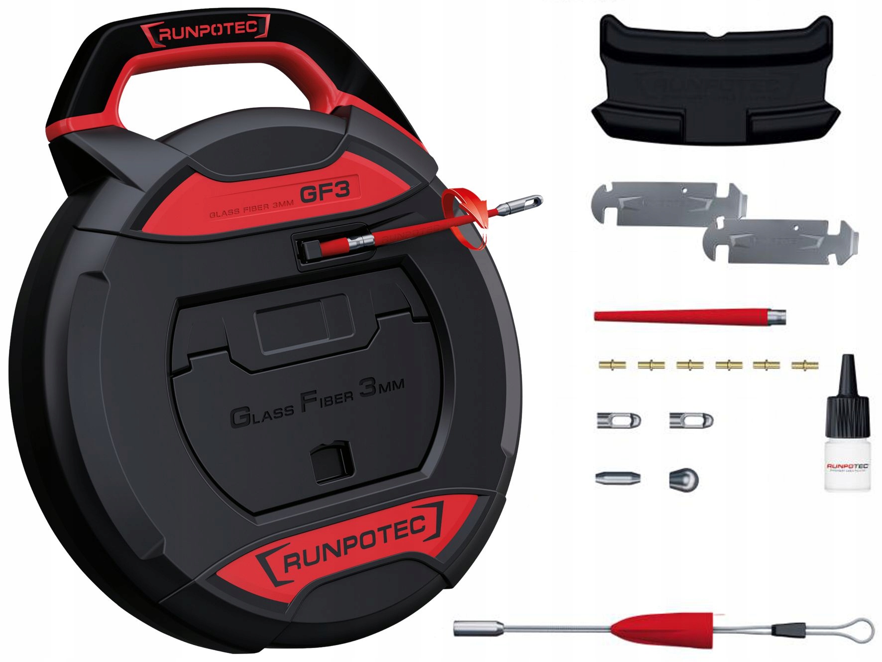 WŁÓKNO SZKLANE KASETA PILOT DO PRZECIĄGANIA KABLI STALKA RUNPOTEC 50m