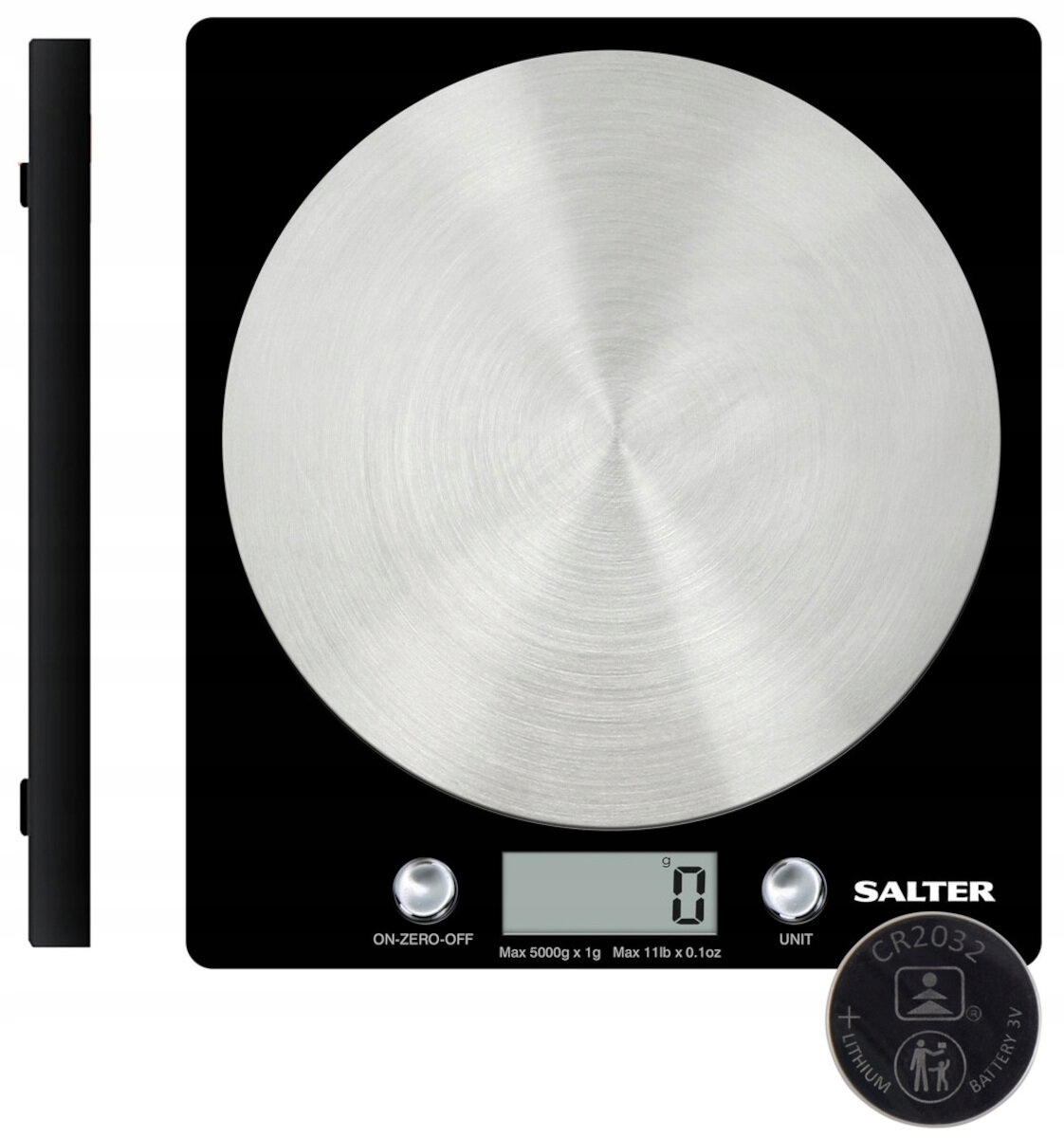 Elektronická kotoučová váha z soustružené nerezové oceli 5 kg tarování