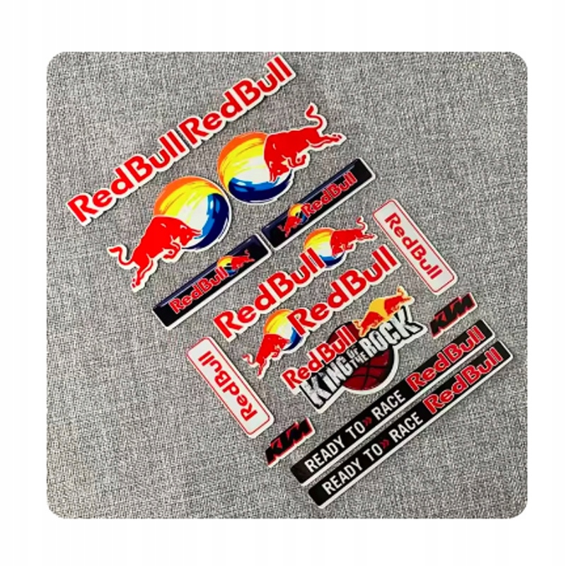 NAKLEJKA naklejki PVC NAKLEJKI ODBLASKOWE RED BULL NA KASK MOTOR ZESTAW