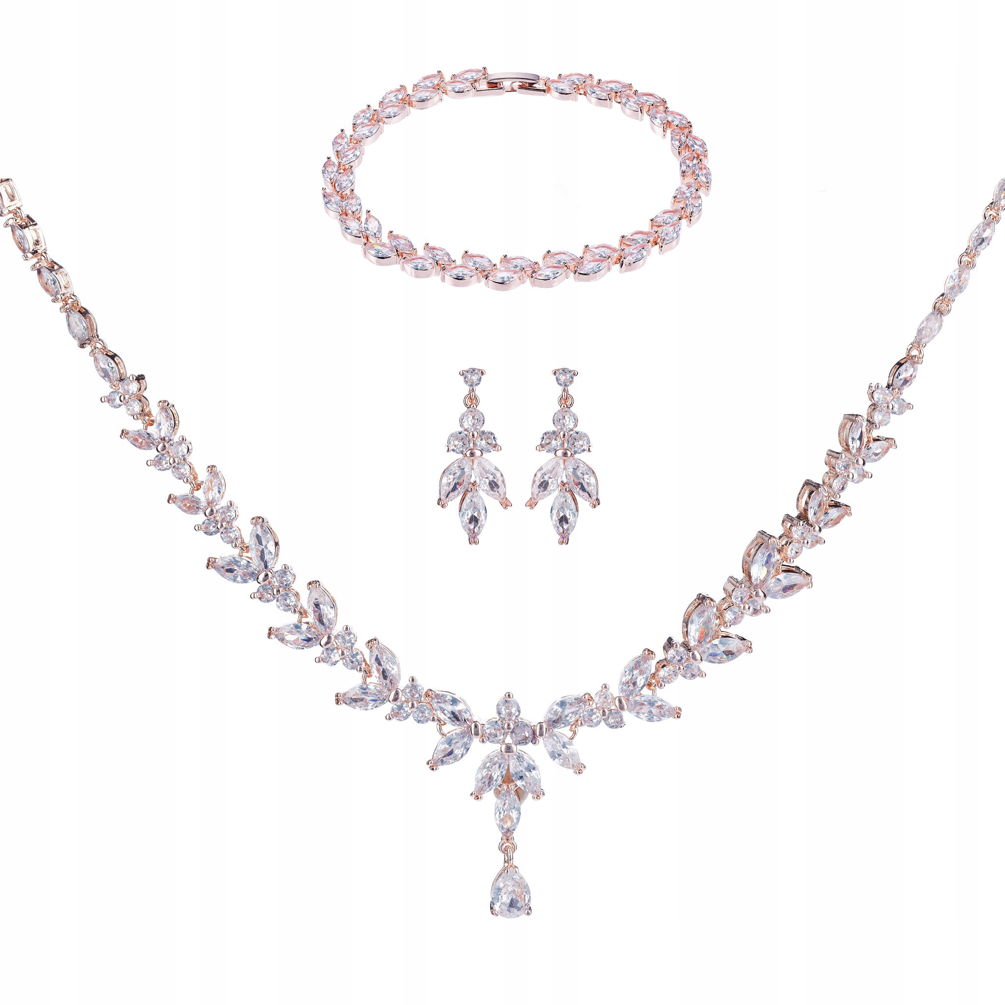 Sada svatebních šperků zirkon, růžové zlato rose gold Cande