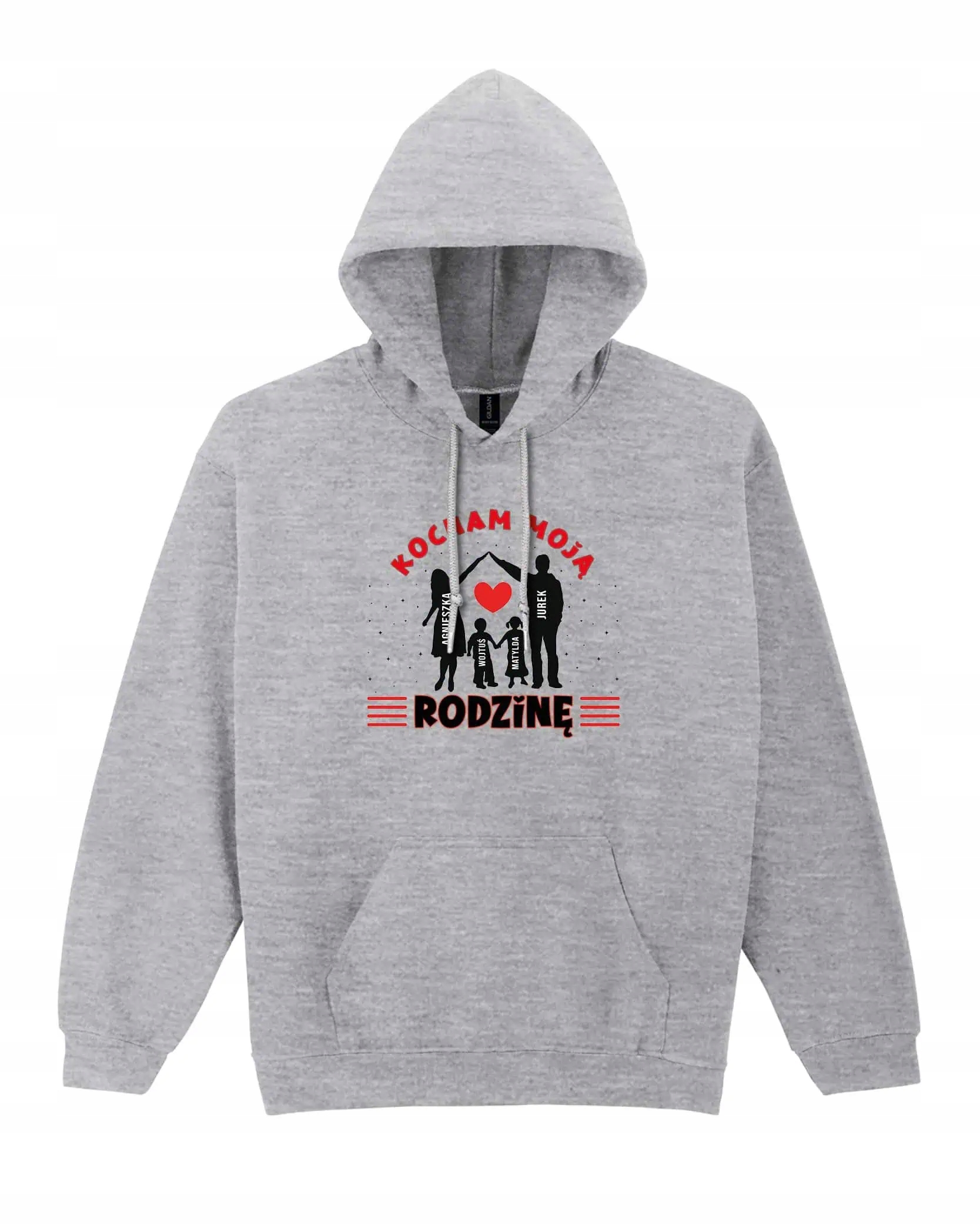 Mikina s kapucí Personalizovaná Miluji rodinu Šedá XL