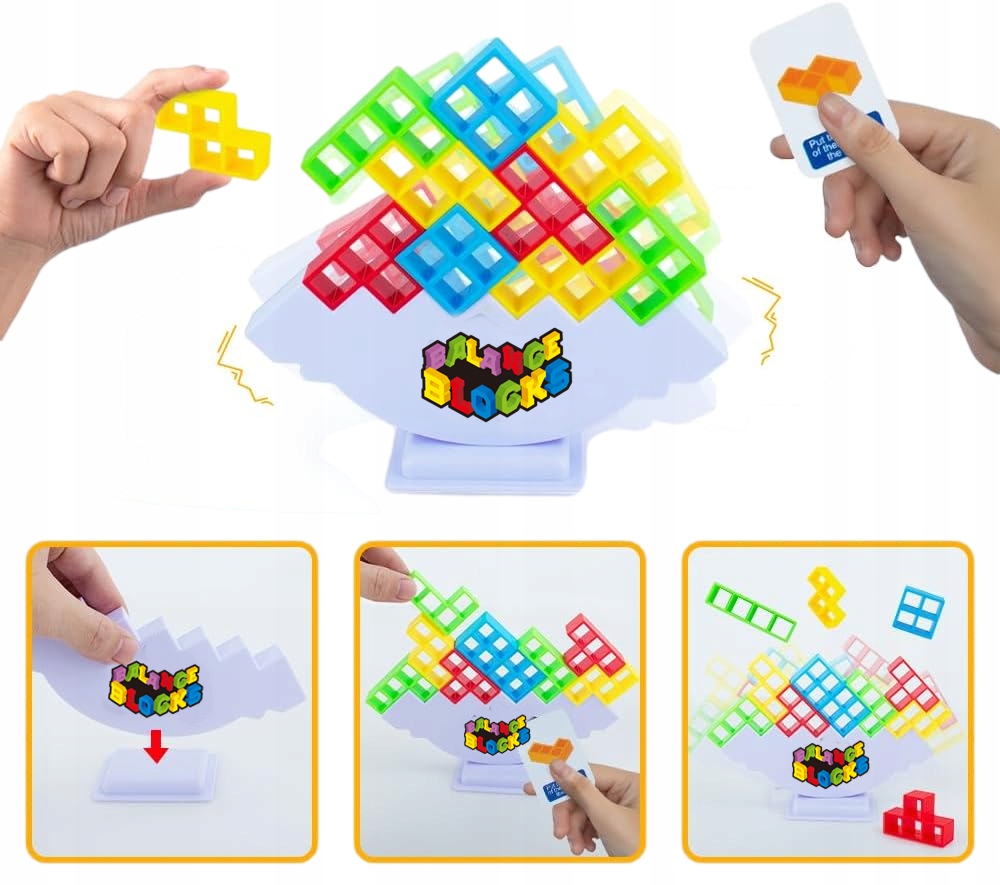 TETRIS UKŁADANKA GRA LOGICZNA ZRĘCZNOŚĆIOWA KLOCKI BALANSUJĄCA WIEŻA 48 el Kod producenta DH589-63-2