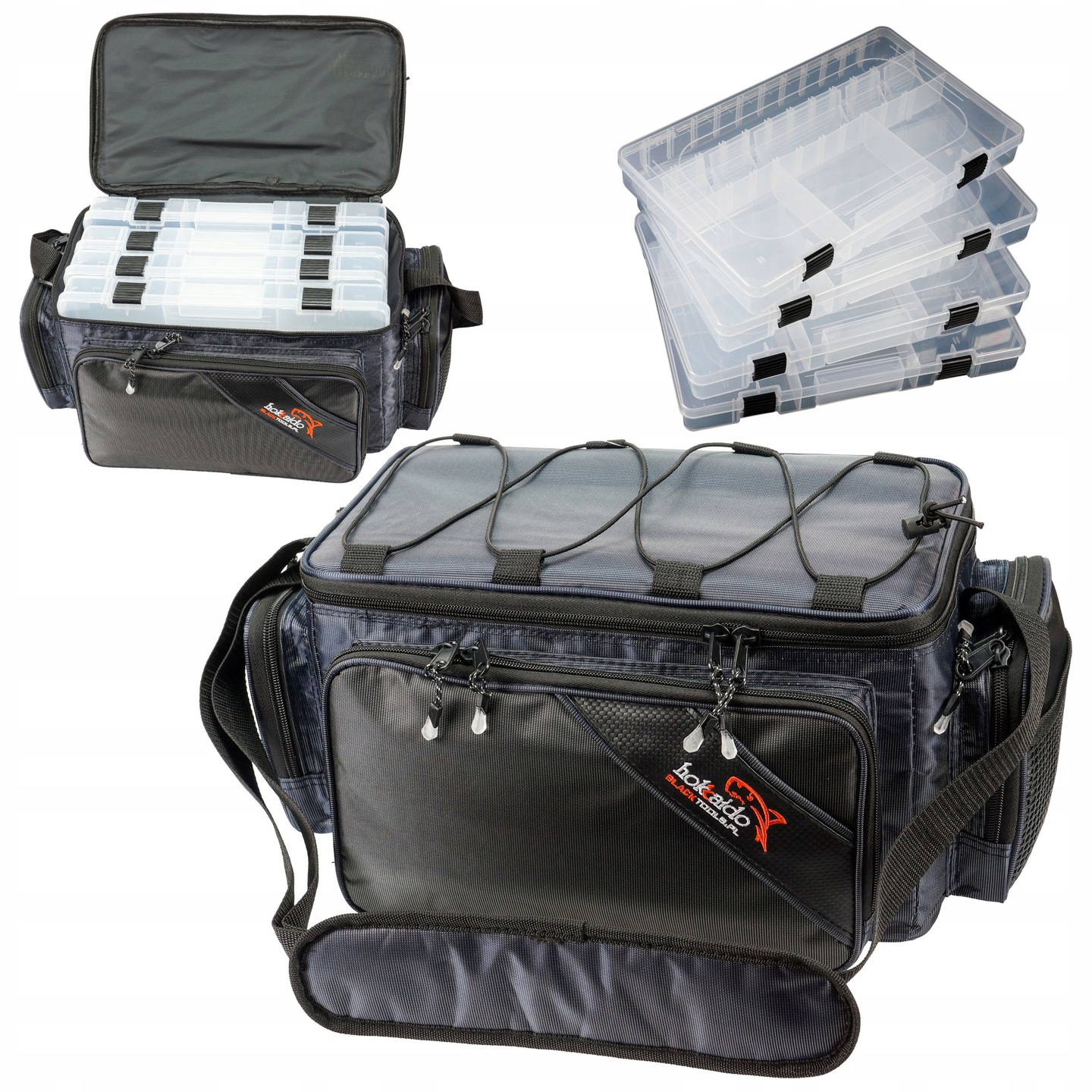 Rybářská Taška Se 4 Krabičkami Hokkado 38/22/24 Pro Rybáře