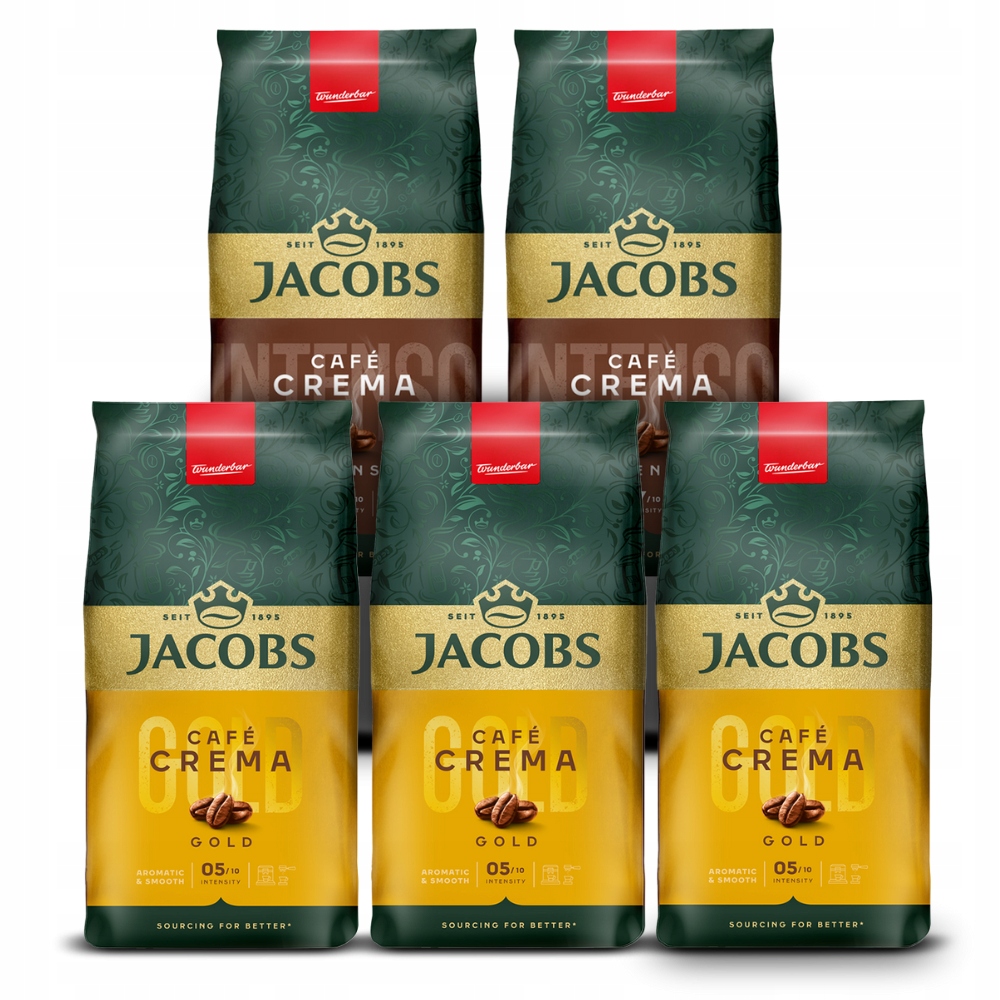 Kawa ziarnista Jacobs 2xCrema Intenso, 3xCrema Gold, 5kg