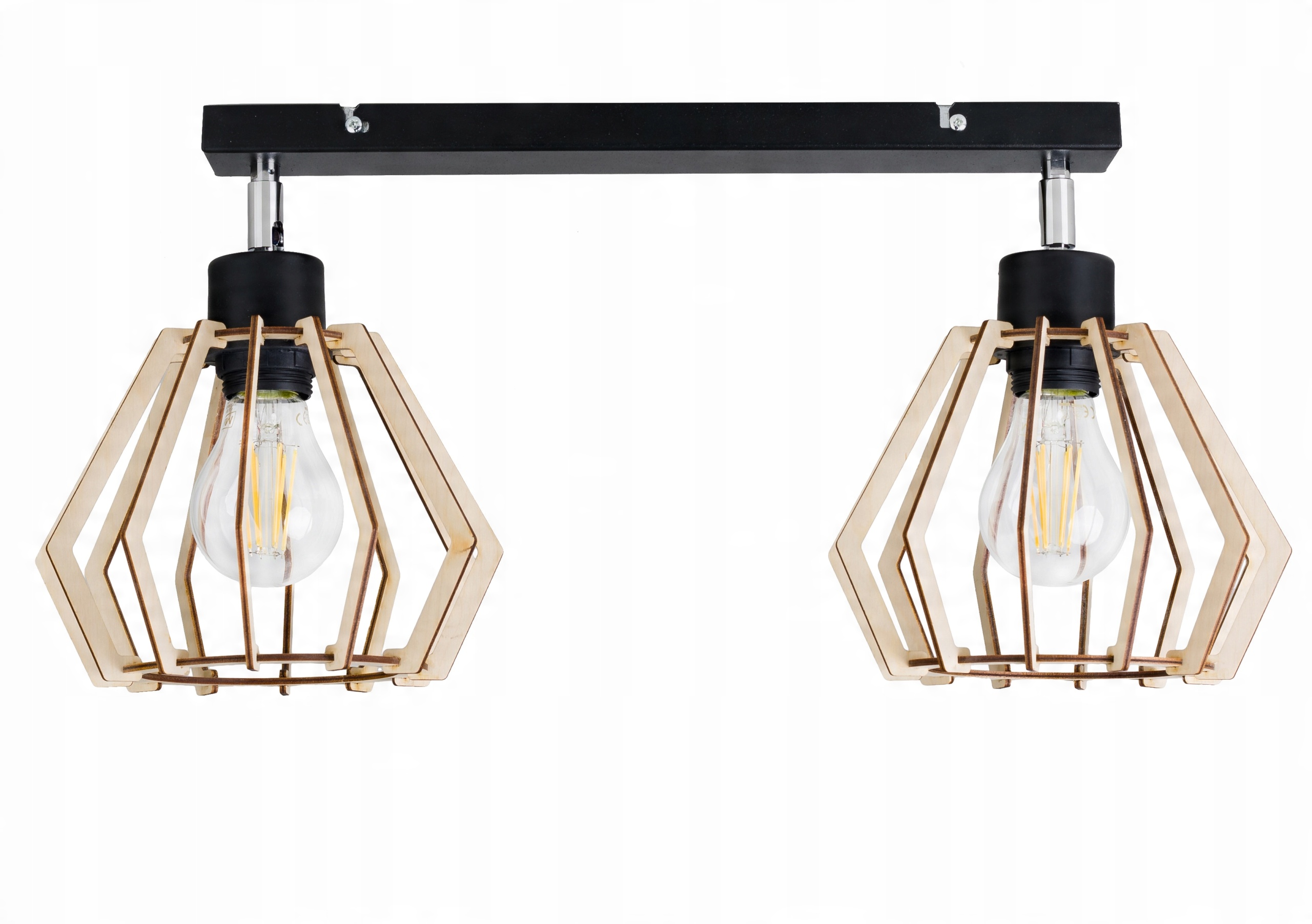 

Lampa Wisząca Sufitowa Belka 2X Diament Drewniany