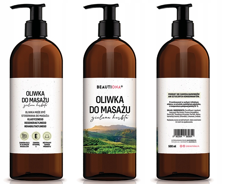 BEAUTIONA OLIWKA OLEJEK DO MASAŻU CIAŁA GREEN TEA Wielkość Produkt pełnowymiarowy