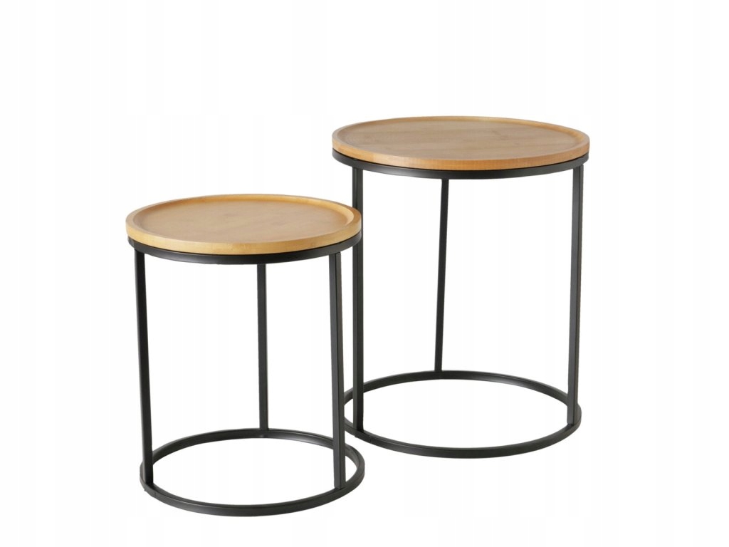 Súprava odkladacích stolíkov s bambusovou doskou Borino, výška 38-45 cm