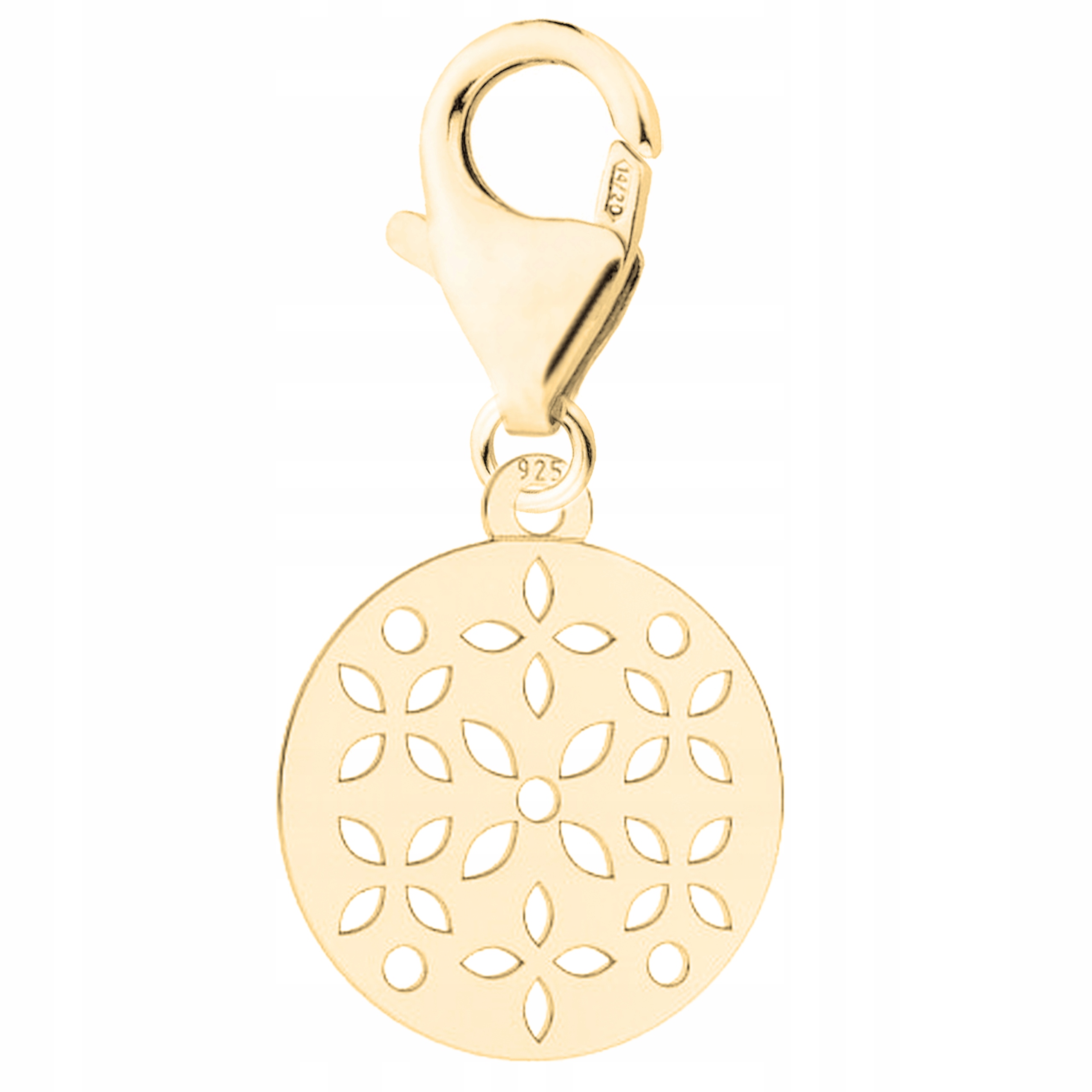 Zlatý přívěsek visací plíšek květy 925