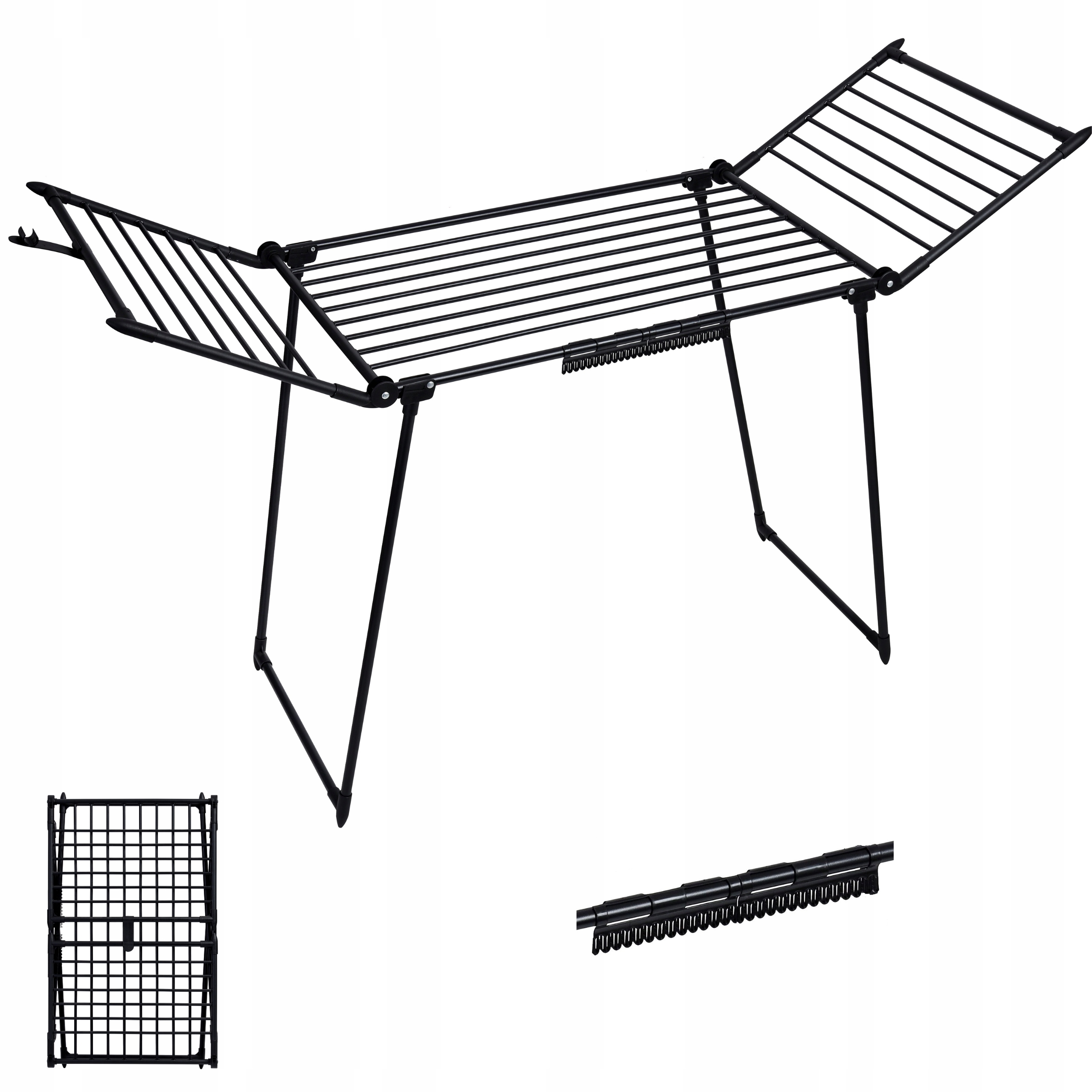 Suszarka na pranie Emma 19M Czarna 2 skrzydła składana na bieliznę mocna