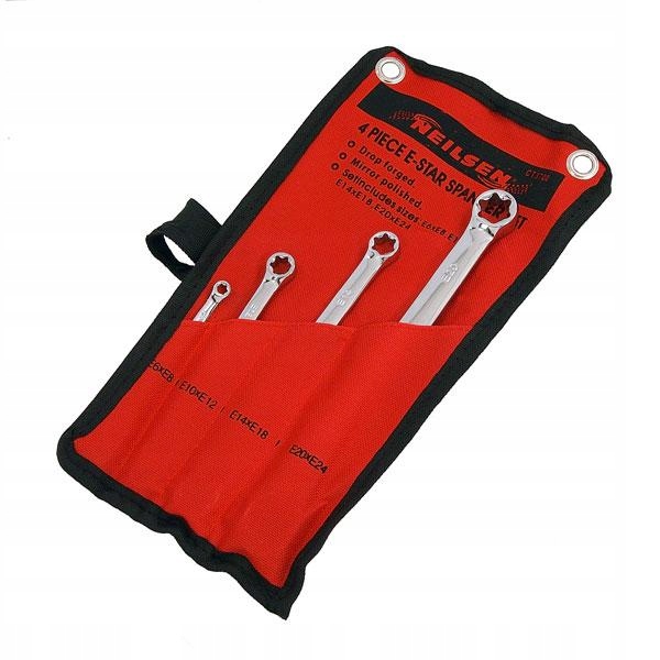 Klucze Oczkowe Torx 4szt Zestaw Kluczy E6-E24