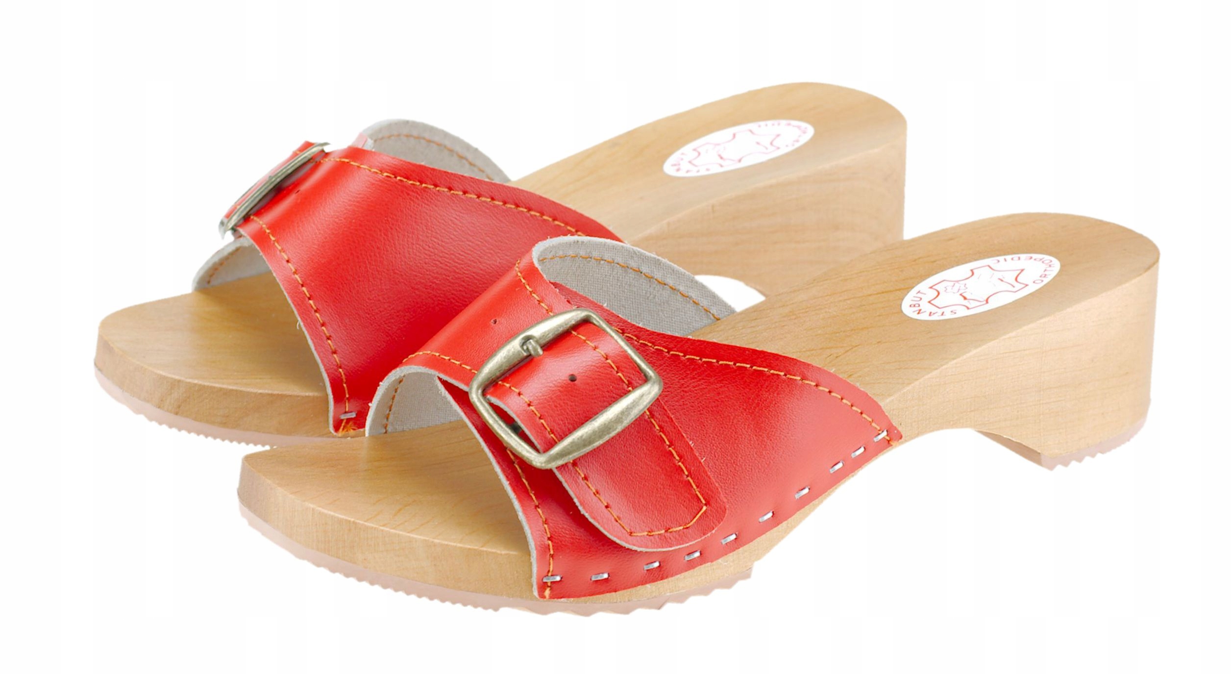 

Drewniaki z regulowanym paskiem, Czerwone 37