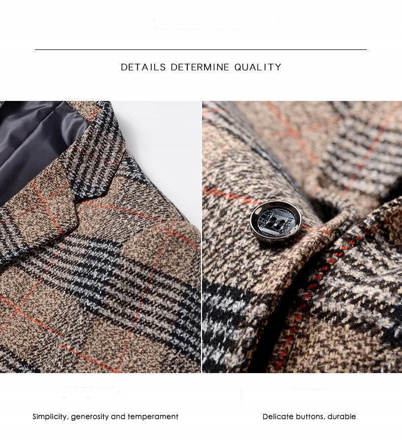 Męska Jednorzędowa Marynarka W Swobodną Kratę Rodzaj jednorzędowy