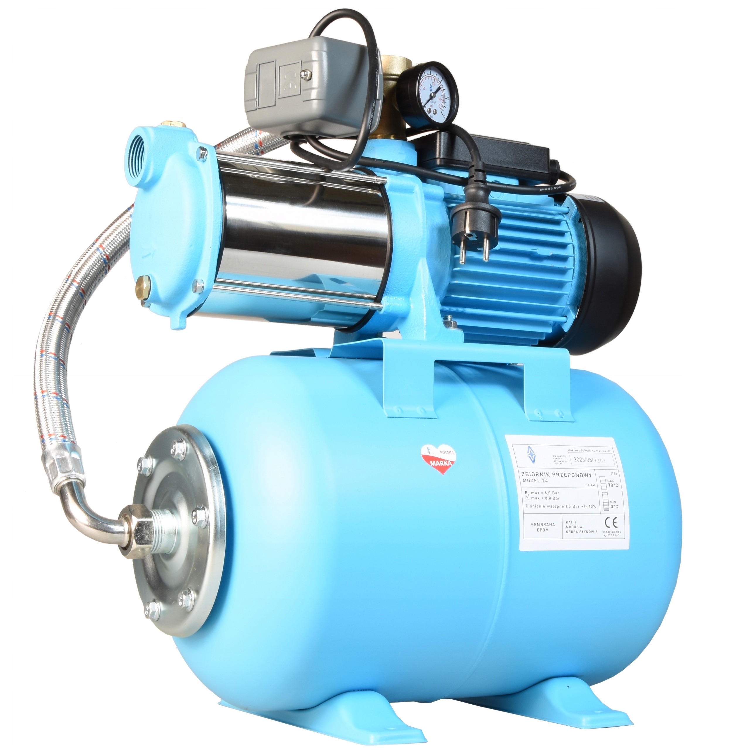 Hydrofor Na Vodu 24L Čerpadlo Max-h Hydroforový set 5520 l/h 1300 W Výkonný