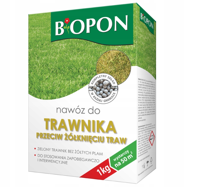 

Nawóz Do Trawnika Przeciw Żółknięciu 1KG! Biopon