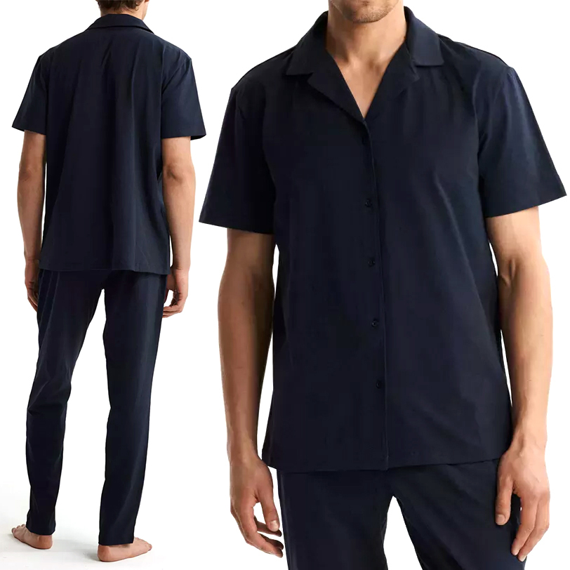 Atlantic BNMP-002 pánské pyžamo bavlněné elegantní s košilovým vrškem M