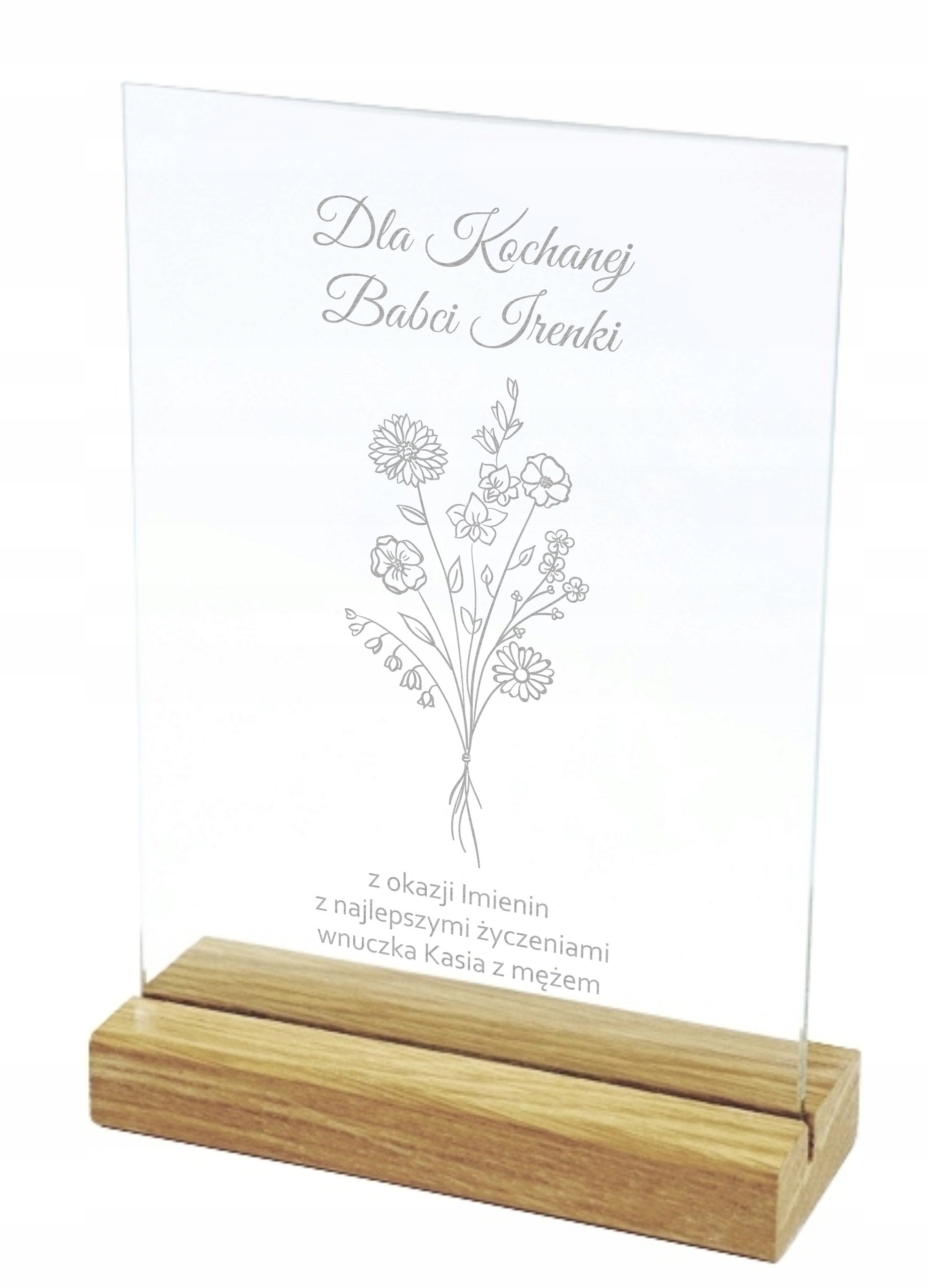 Statuetka szklana Wysoka Trofeum z Graweren imieniny Urodziny nagroda 18