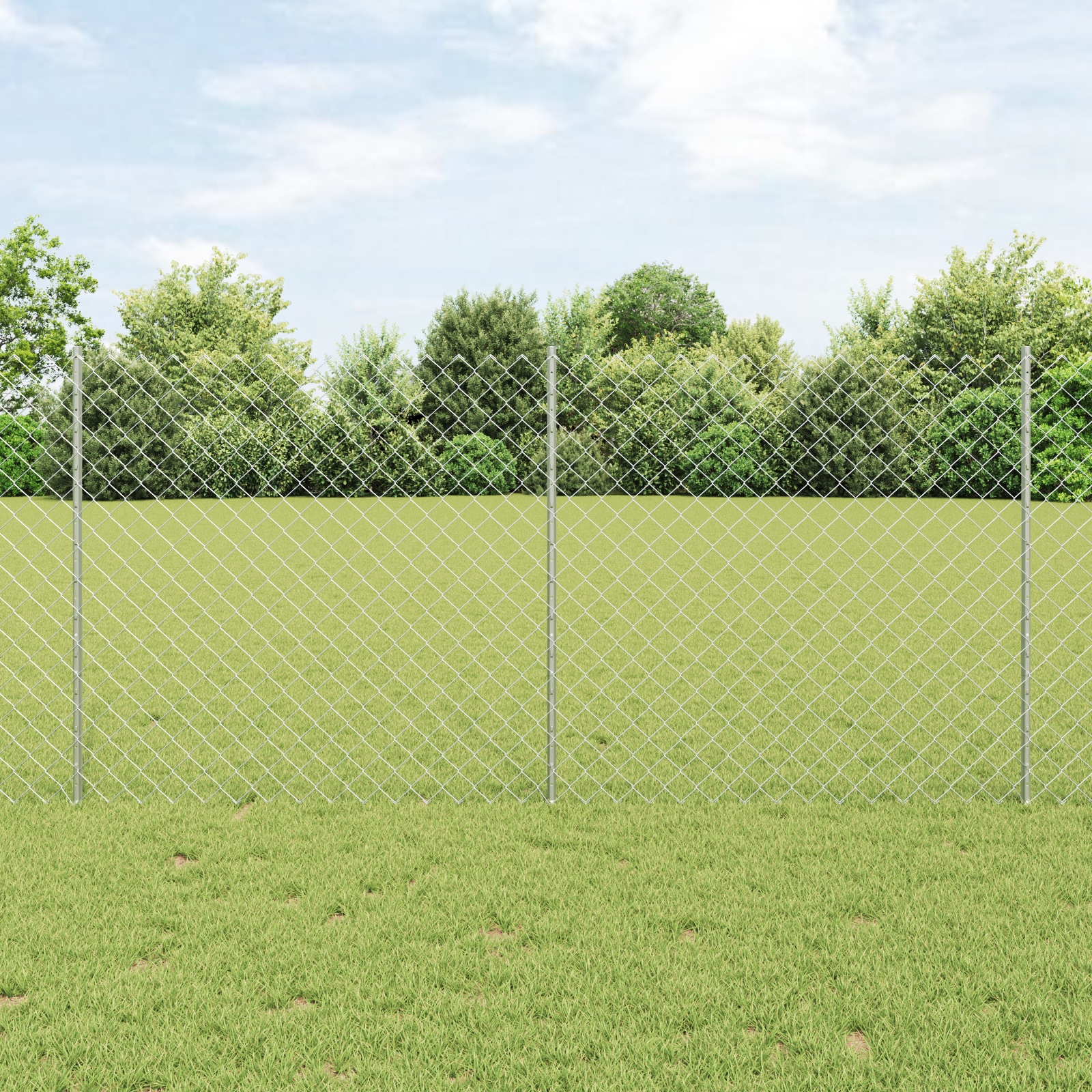 Oplocení z řetězové vazby s 44 U sloupky, stříbrné, 1,2 m x 25 m, ocel Silv