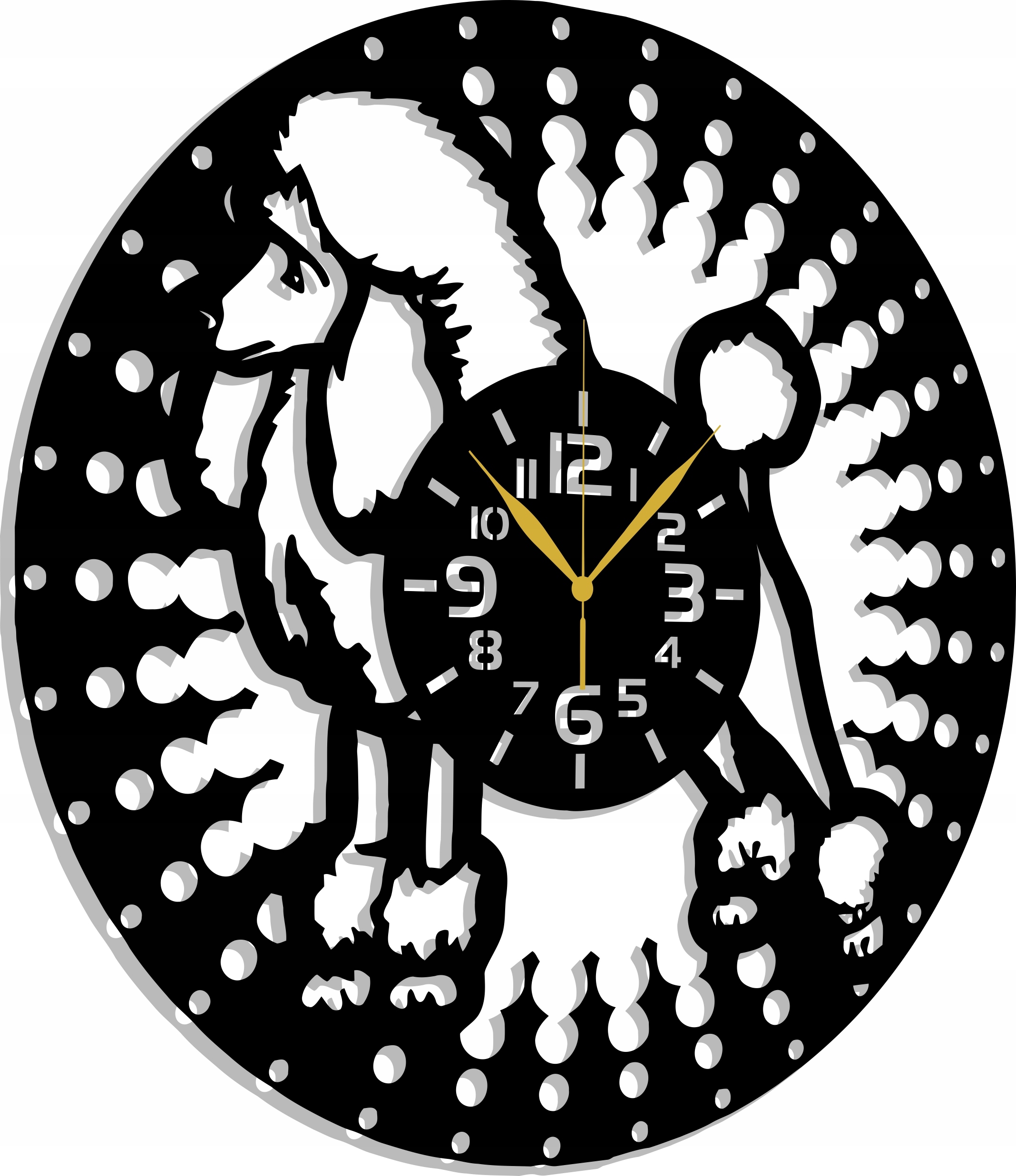 Hodiny Pes Pudl Plemene Psů 50 CM Dárek 3D