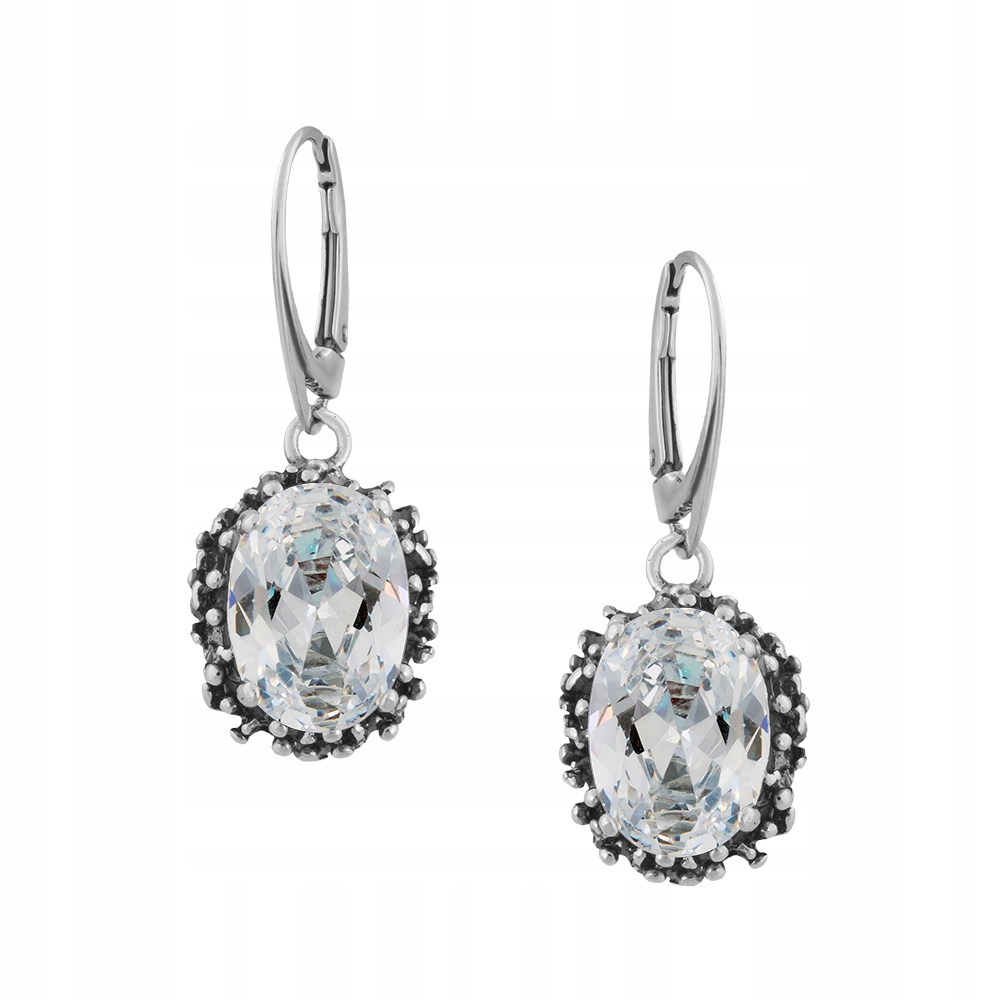 Stříbrné náušnice ryzost 925 Oválné se zirkonem