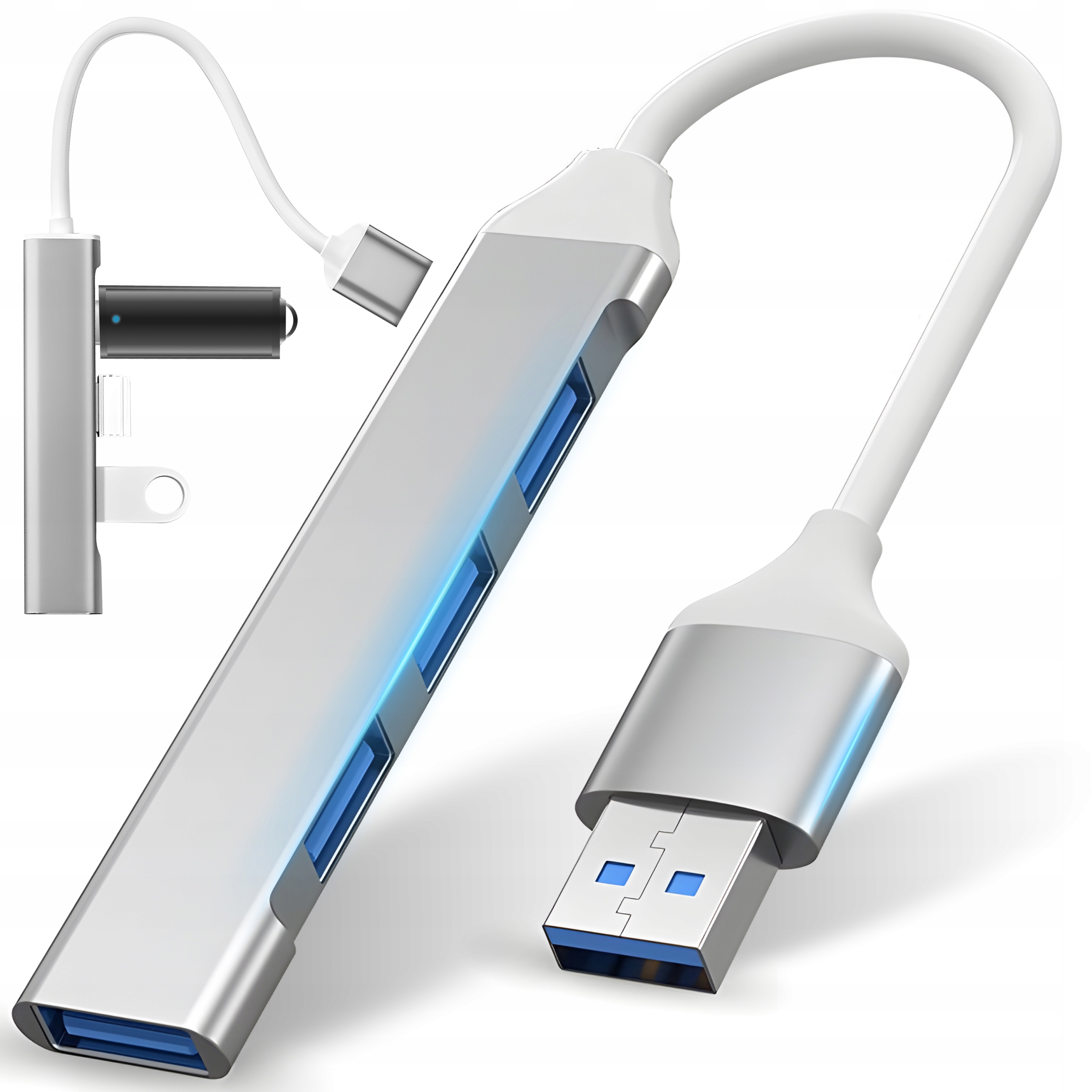 Hub USB Retoo 4-portowy USB 3.0 aluminiowy