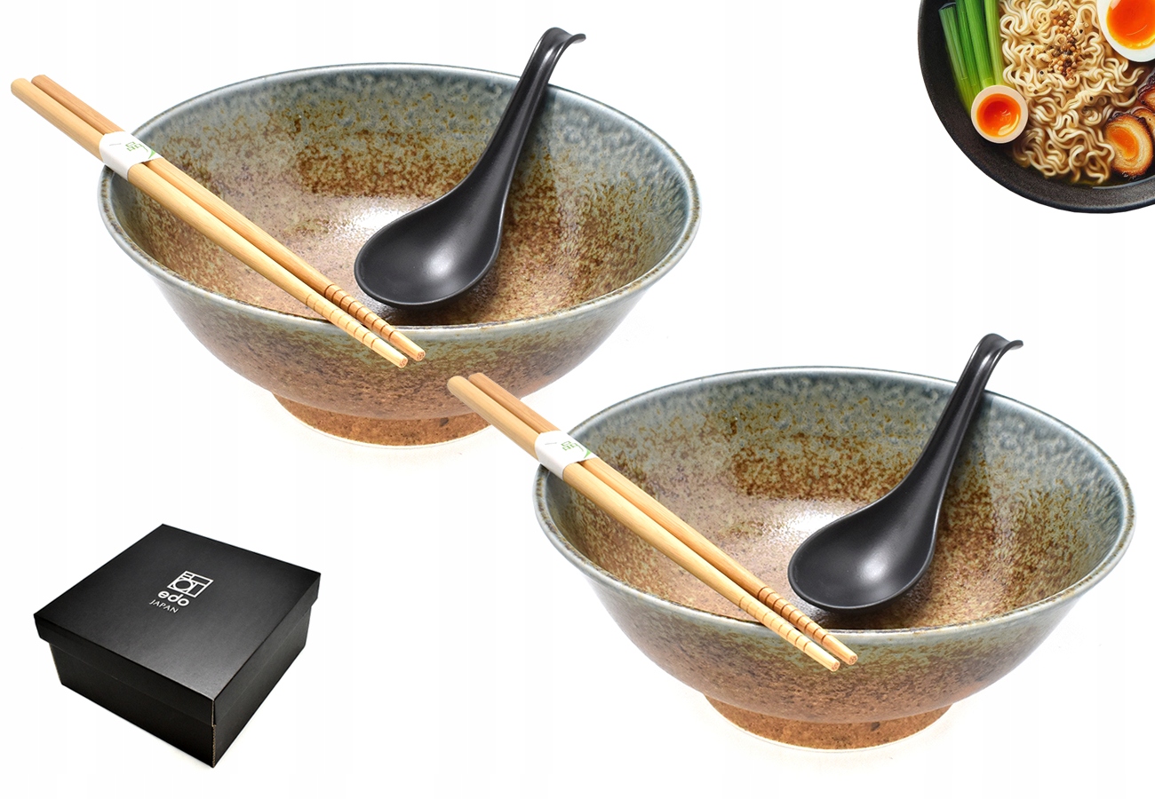 Sada 2 misek s lžícemi a paličkami Ramen Ki 22/1100 ml Box