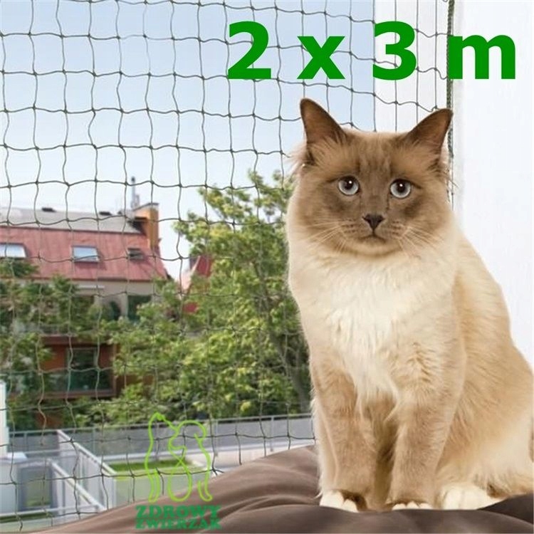 

Wzmocniona drutem siatka ochronna dla kota 2 x 3 m