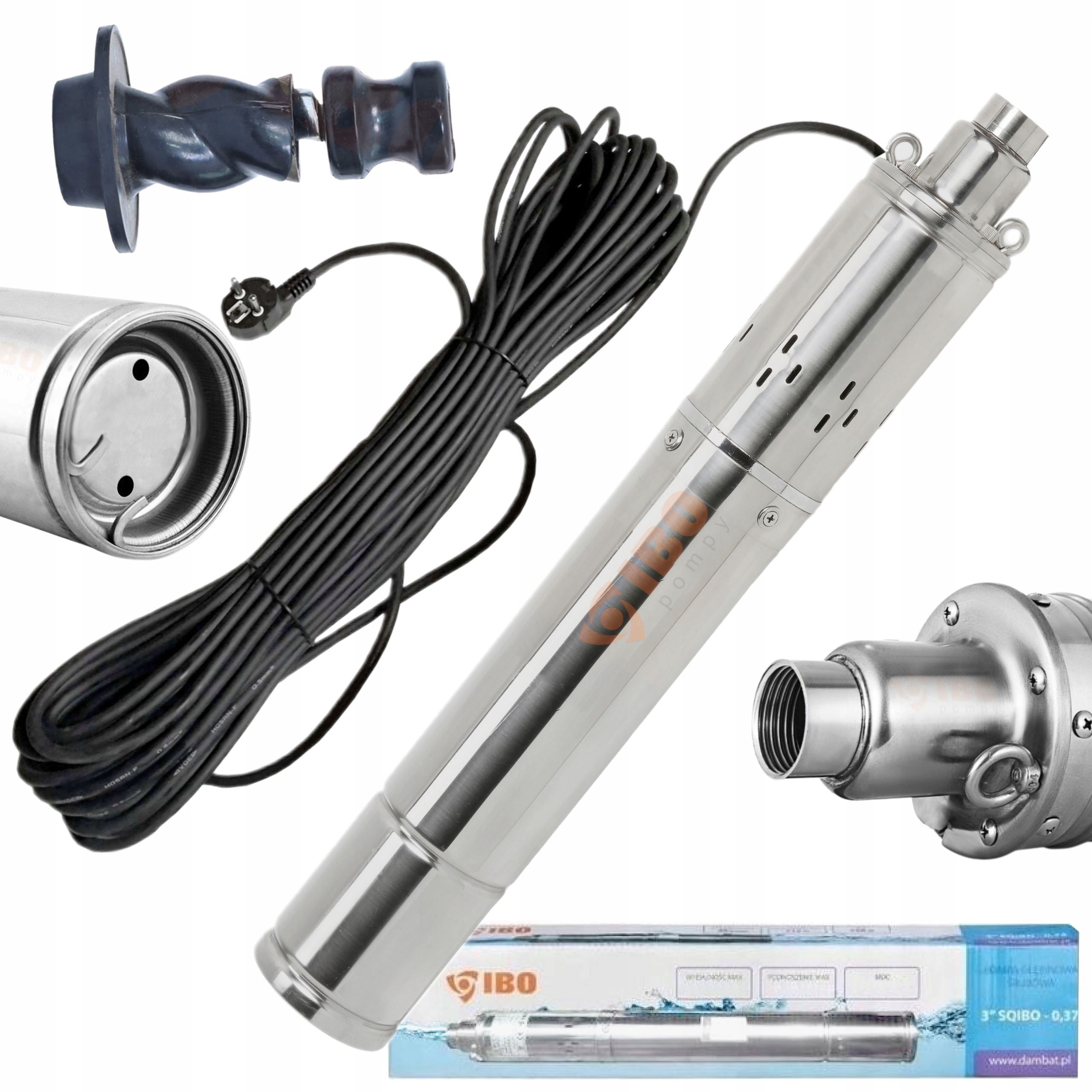 Ibo Ponorná Skrutková Pumpa 3'' Sqibo 0,37 kábel 15 m 370 W 30 L/min 1800 L/h