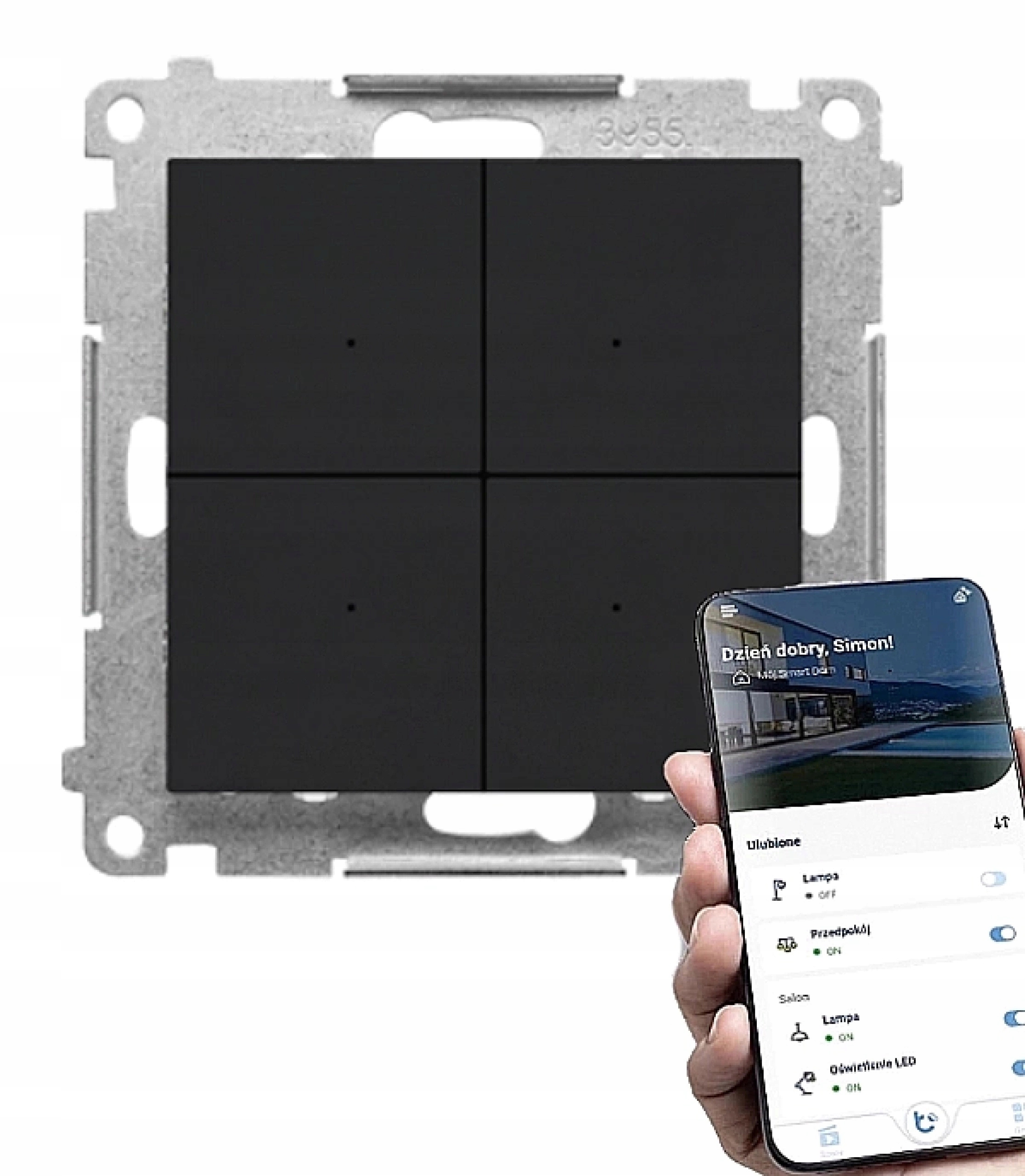 Simon 55 Go Ovládač Control Ovládateľný Wifi Podomietkový čierny Mat