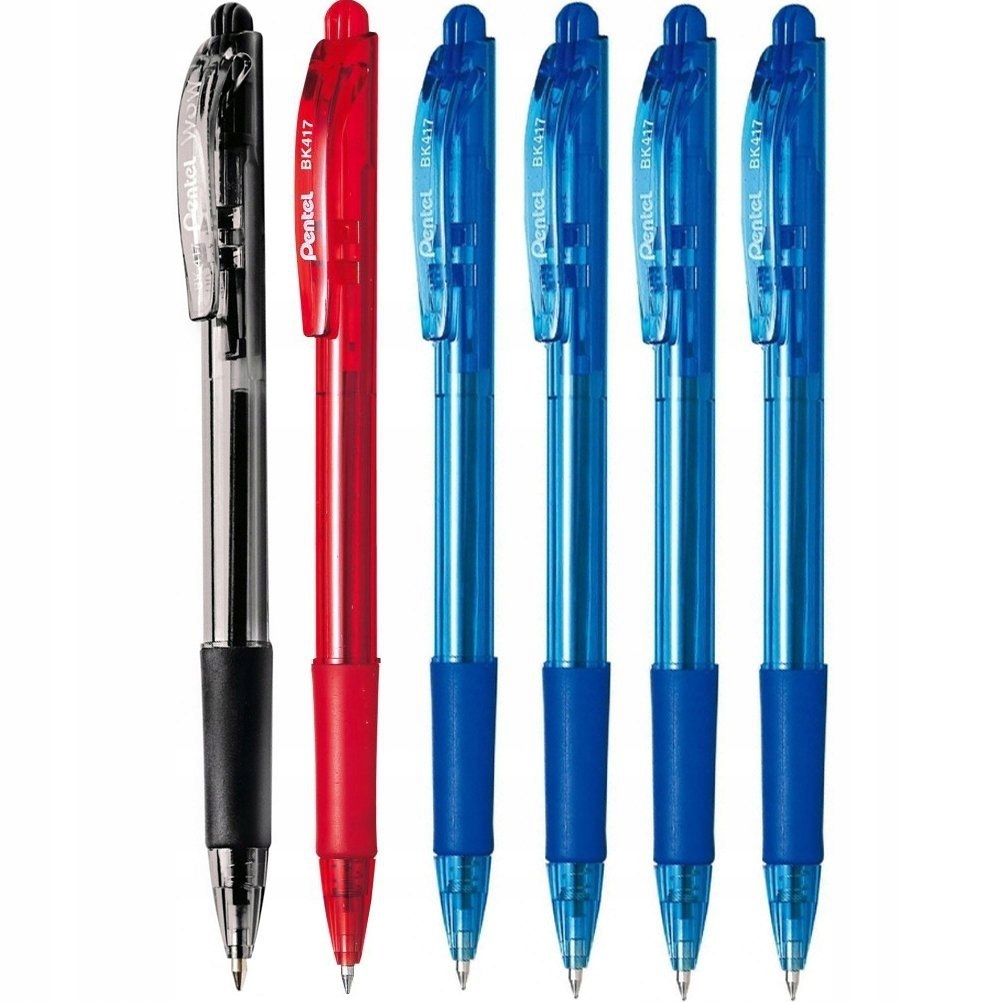 6 x AUTOMATICKÁ GUĽA WOW 0,7 mm MODRÁ ČIERNA ČERVENÁ PENTEL