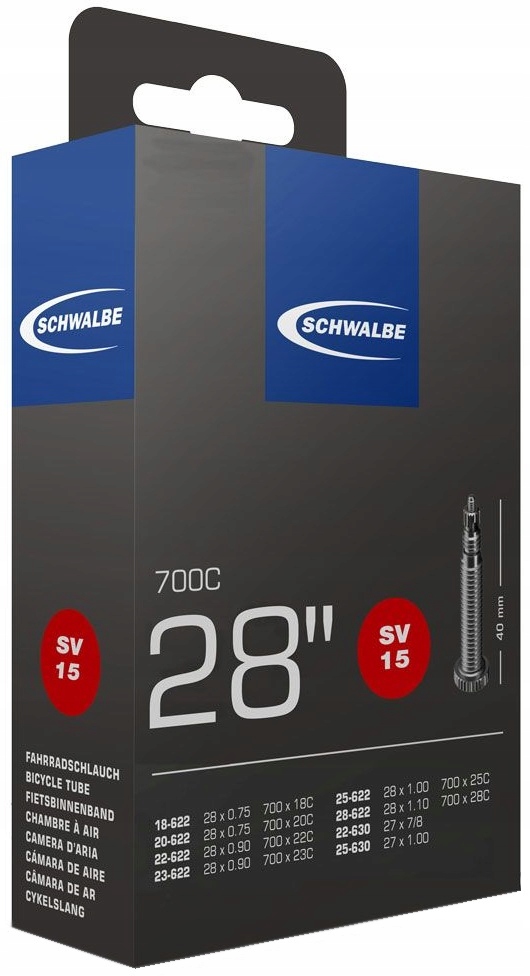 SCHWALBE dętka SV15 BOX 700x28C 700x25C 700x23C SV EAN (GTIN) 4032191003962