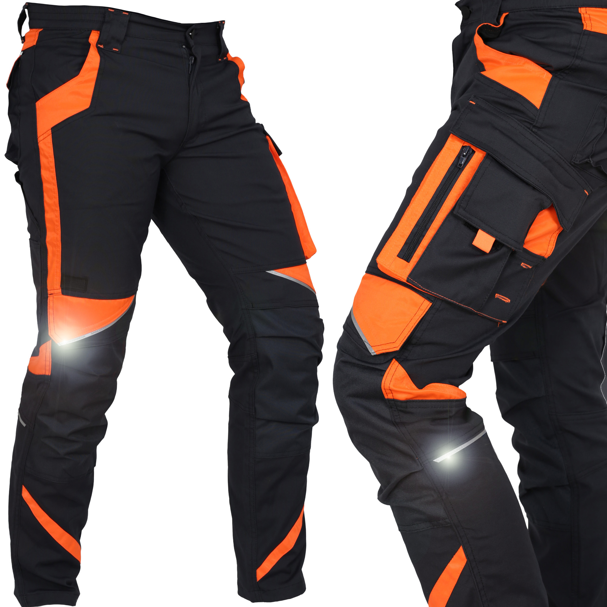 Spodnie robocze męskie Stretch Elastyczne Odblaskowe Do Pasa ochronne mocne