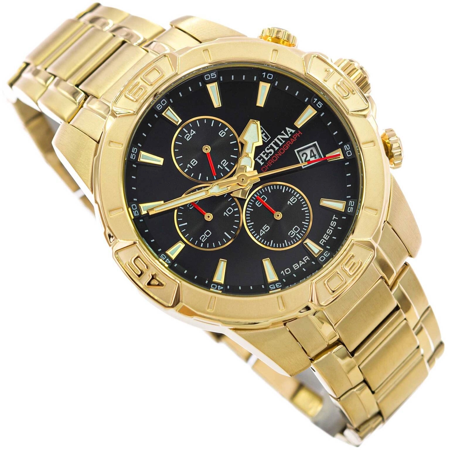 Pánské Hodinky Festina F20705/4 Timeless Chronograph Zlaté Na Náramku