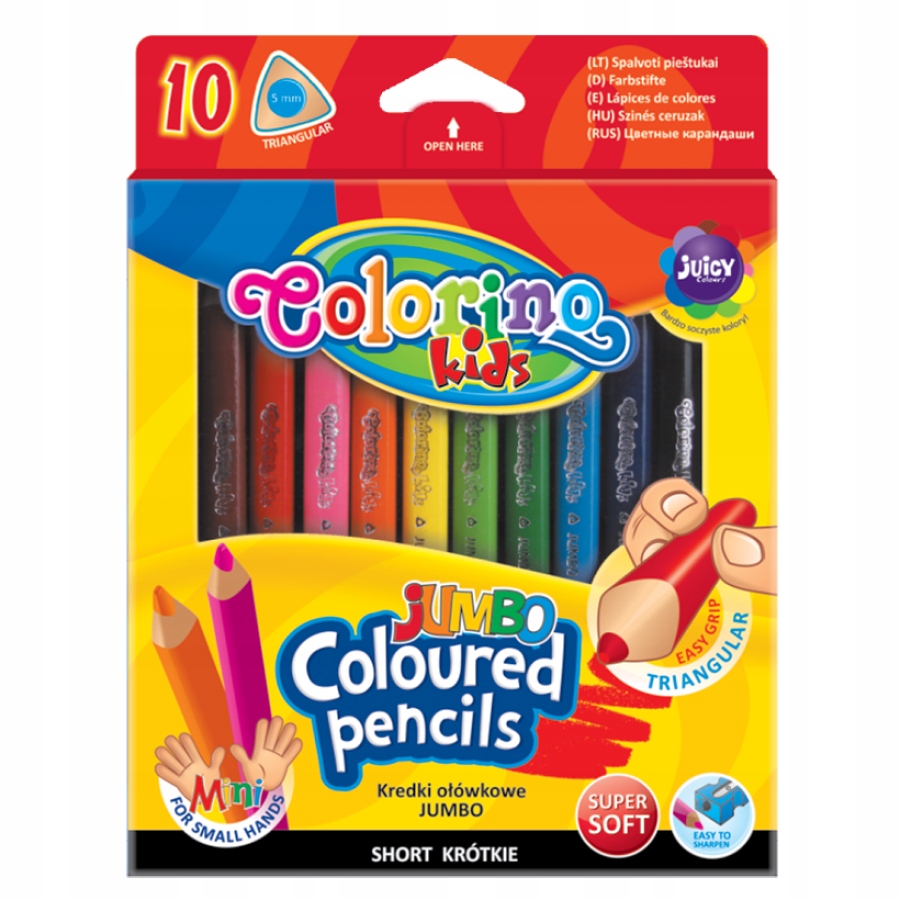 

Colorino Kredki Trójkątne Jumbo 10 Kol krótkie