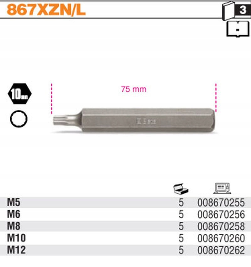 KLUCZ KOŃCÓWKA BIT BITY 10 MM SPLINE M 8 BETA HIT Marka Beta