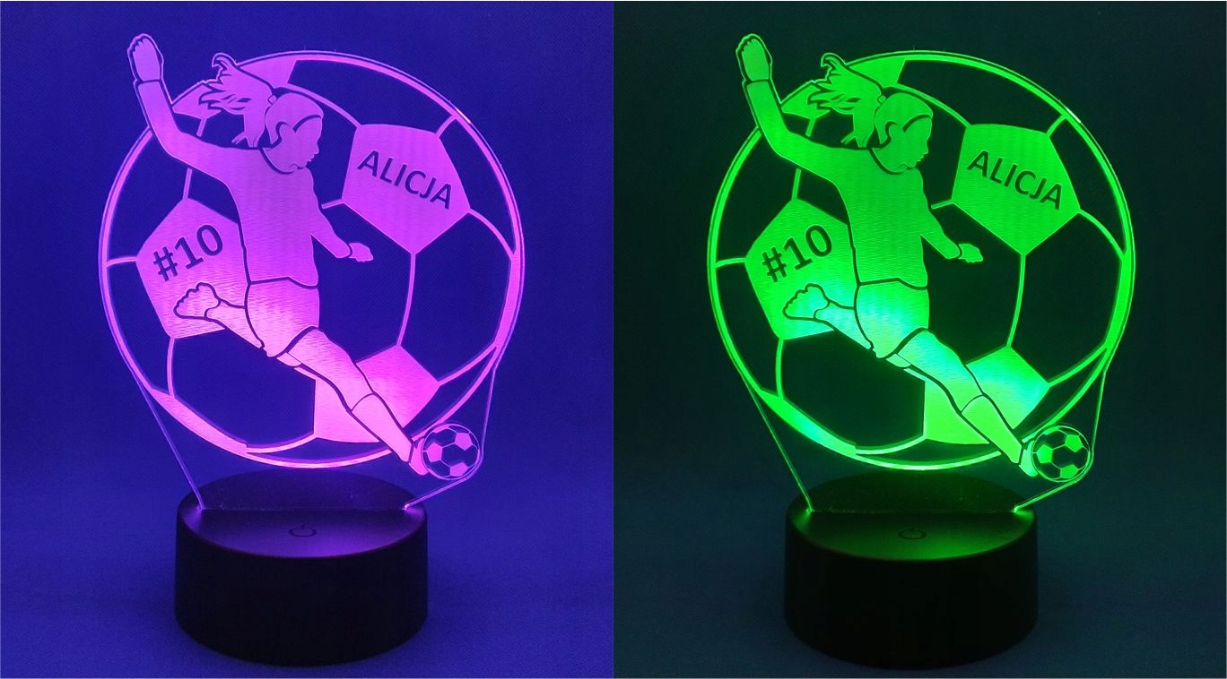 LAMPKA NOCNA 3D LED PIŁKARKA + IMIĘ PIŁKA NOŻNA Mocowanie wolnostojąca