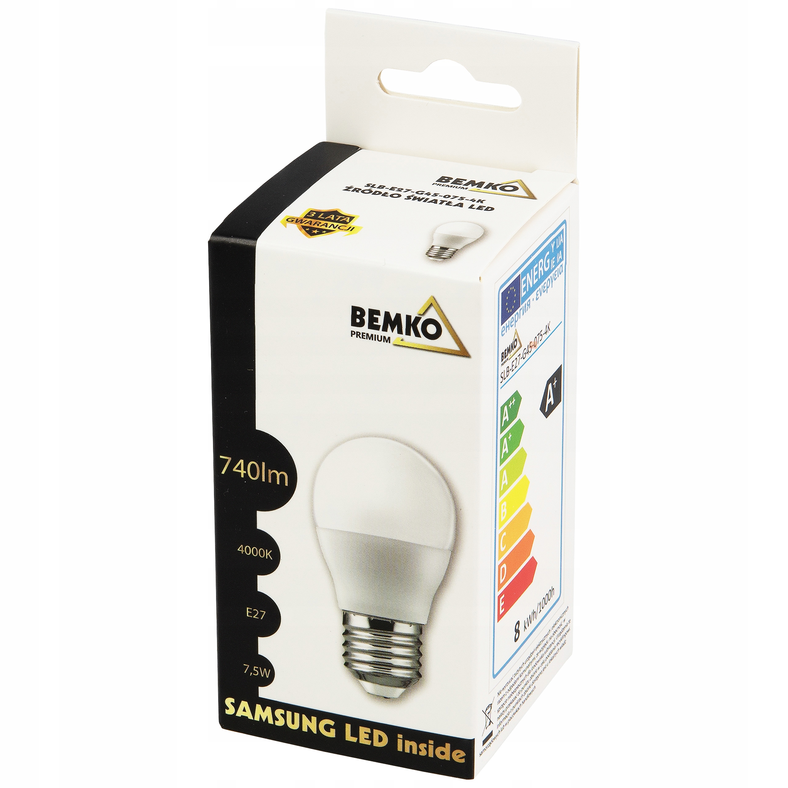 

Żarówka Led E27 7,5W 740LM 4000K Samsung* Kulka